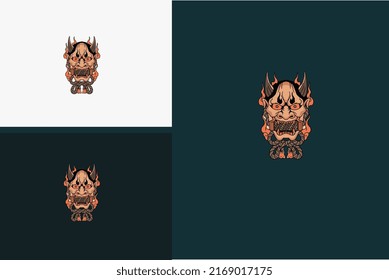 head devil with horn vector flat design
