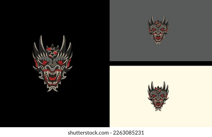 head devil with horn vector illustration mascot design