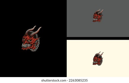 head devil with horn vector illustration mascot design
