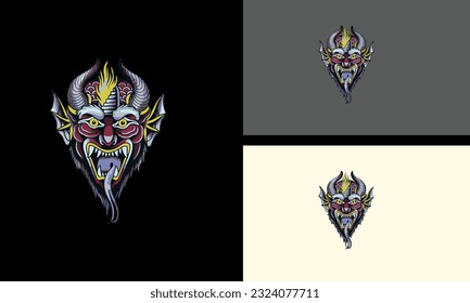 head devil with horn vector illustration flat design