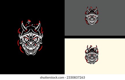 head devil with horn vector tattoo design