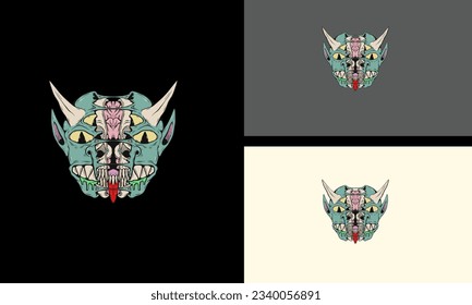 head devil with horn zombie vector mascot design