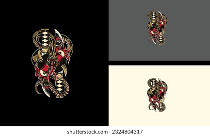 head devil with knife vector flat design