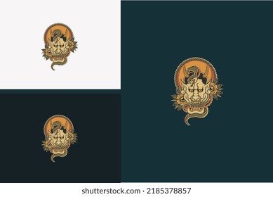 head devil and snake vector illustration design
