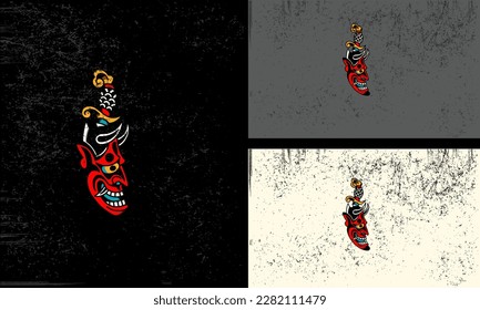 head devil and sword vector mascot design