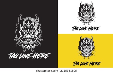 head devil vector flat design black and white