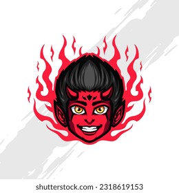 the Head of a Devilish Boy Mascot Logo