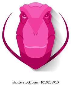 The head of a dinosaur in pink tones. The trophy that hangs on the wall.