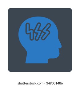 Head Disease vector icon. Style is flat rounded square button, smooth blue colors, white background.