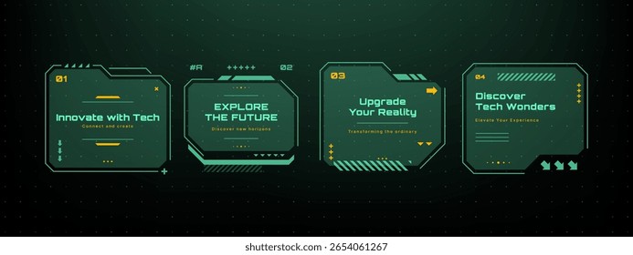 Elementos da tecnologia Head Up Display. Interface de controle gráfico de vetor Hud. Futuro conceito digital para exibição cibernética e experiência do usuário.