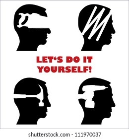 Head with DIY tool theme - illustration