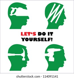 Head with DIY tool theme - illustration