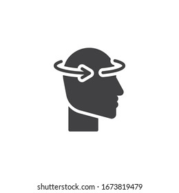 Head dizziness vector icon. filled flat sign for mobile concept and web design. Coronavirus symptom glyph icon. Symbol, logo illustration. Vector graphics