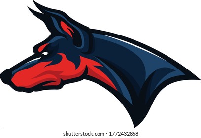 Head of Doberman Pinscher Sport Mascot Logotype