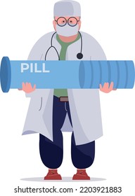 head doctor holding a pack of pills