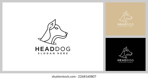 logotipo de perro cabeza de perro vectores estilo línea de diseño