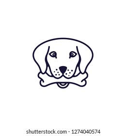 head dog bones black white vector logo