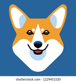 The head of a dog breed Corgi. Stylish vector image of the animal.