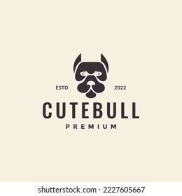 head dog bull strong cute hipster logo design 