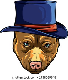head dog with elegant hat vector illustration design