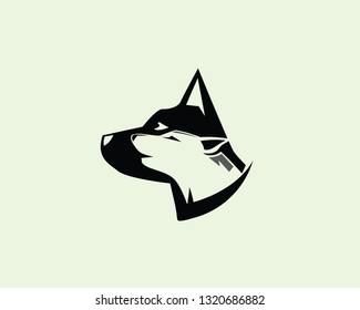 head dog half wolf logo design inspiration
