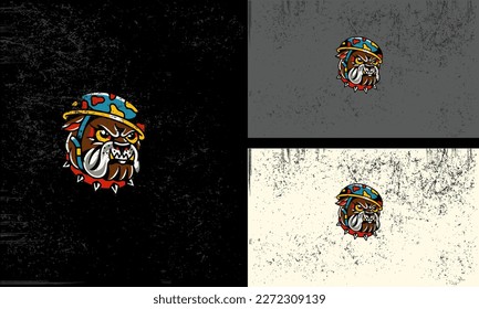 head dog with hat vector illustration mascot design