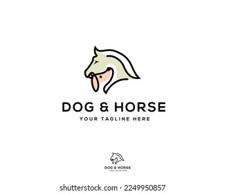 head dog and horse line art drawing logo icon symbol design template illustration inspiration