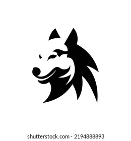 Head Dog Husky Silhouette Geometric Logo