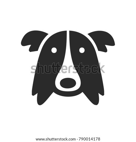head dog icon, border collie dog head