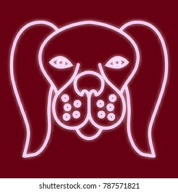 The head of a dog. Icon with the effect of neon glow. Vector Image