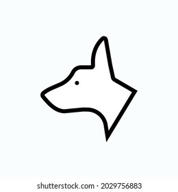 Head Dog Icon. Puppy Symbol  in Line Art Style - Vector.