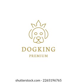 Head dog king line logo design template 