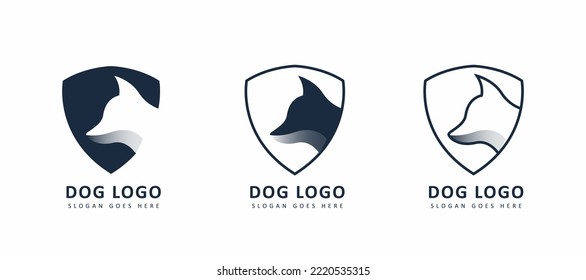 Head dog logo design. dog shield icon vector illustration