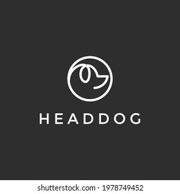 Head Dog logo and icon design vector. on black background