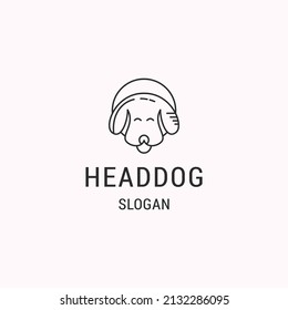 Head dog logo icon flat design template 