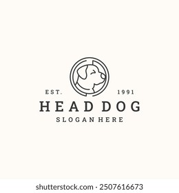 Head dog logo vector hipster vintage icon illustration