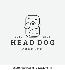 Símbolo del logotipo del perro del cabezal icono ilustración hipster vintage retro.
