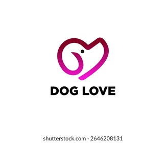 head dog love line art logo icon symbol design template illustration inspiration