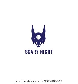 head  dog  with  night  logo  design  vector  illustration  icon  symbol