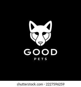 head dog pets modern geometric logo design vector