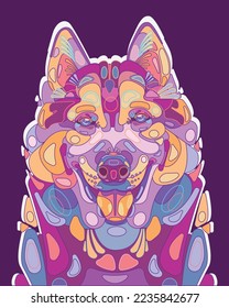 head dog siberian husky pop art style vector illustration colorful line art