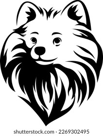 Head of dog. Spitz abstract character illustration. Graphic logo designs template for emblem.