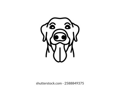 the head of dog sticking out tongue icon illustration design template on white background. line style use black color on object.