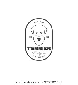 head dog terrier badge vintage logo design