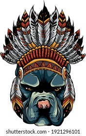 head dog with traditional Indian hat, vector illustration