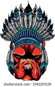 head dog with traditional Indian hat, vector illustration
