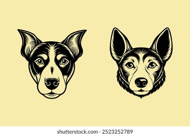 a head dog vector silhouette clipart