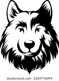 Hundeführer. Wolf abstrakte Charaktergrafik. Grafiklogo-Designvorlage für Embleme.