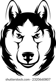 Head of dog. Wolf. abstract character illustration. Graphic logo of husky design template for emblem. Image of portrait.