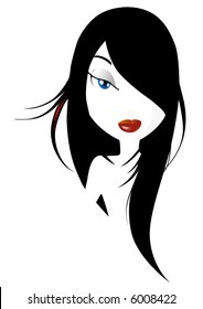 head of doll with black hairs